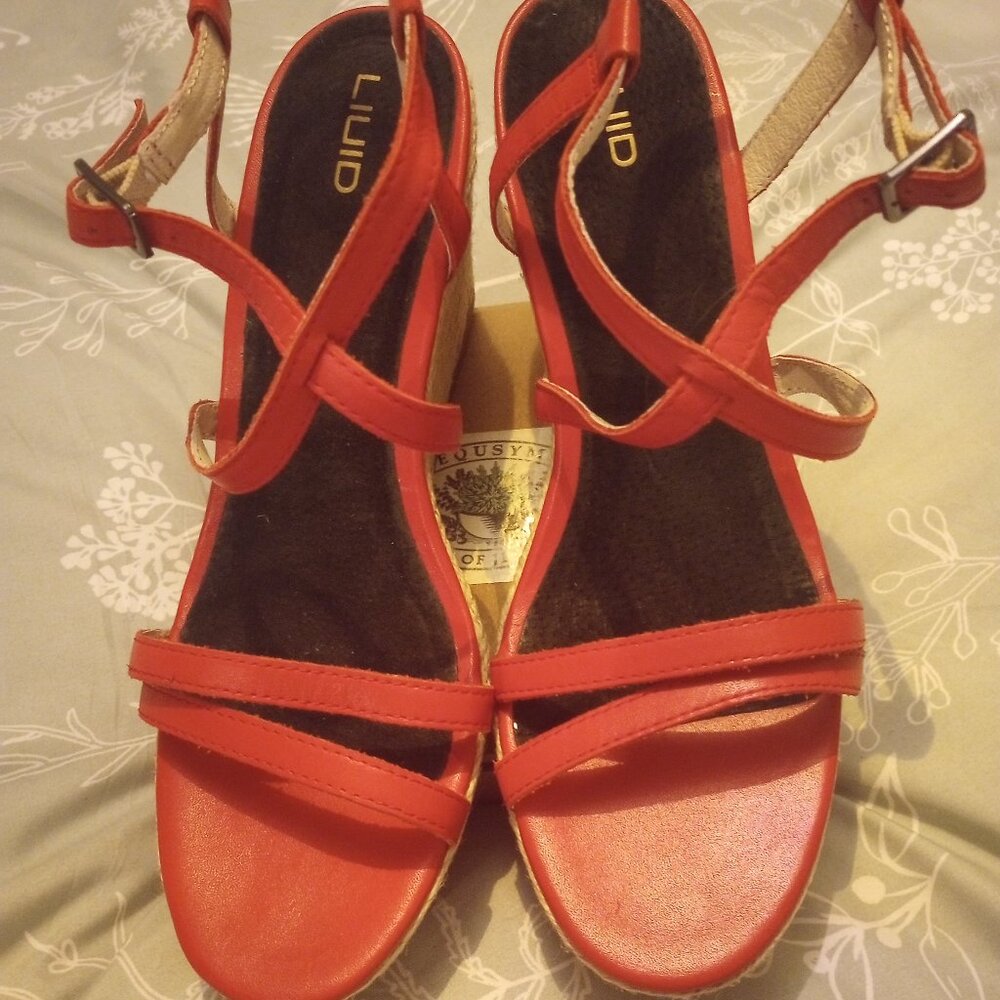 Liuid leather uppers red Espadrilles size 8 U.S. New without tags, unboxed!